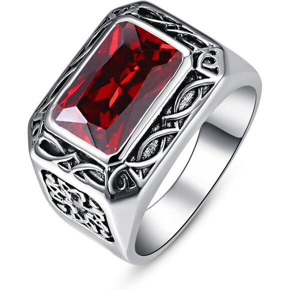 Other - ⭐ Men's Stainless Steel Emerald Ring - Celtic Vintage Signet Wedding Band